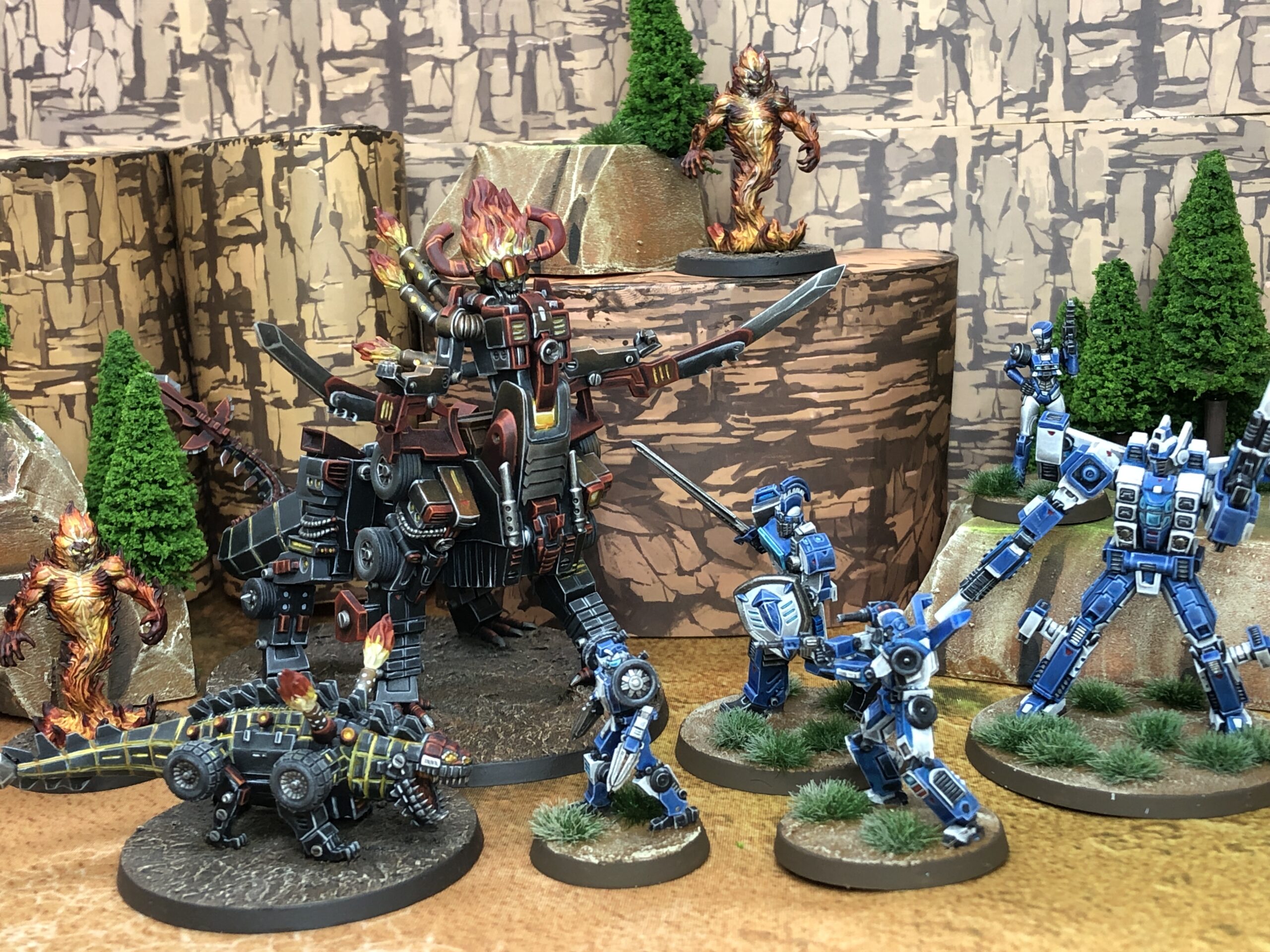 Bot War robot armies lined up on the tabletop
