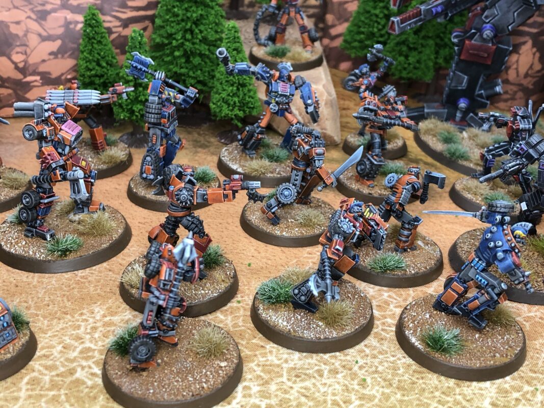 Trashers Bot War miniatures on the tabletop